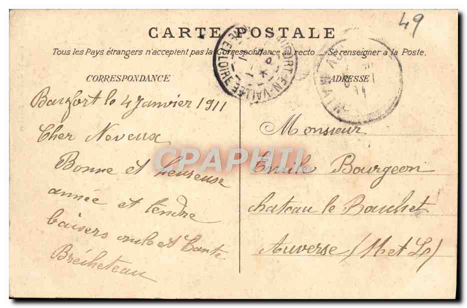CPA Beaufort en Vallee Hotel de ville  — Rückseite