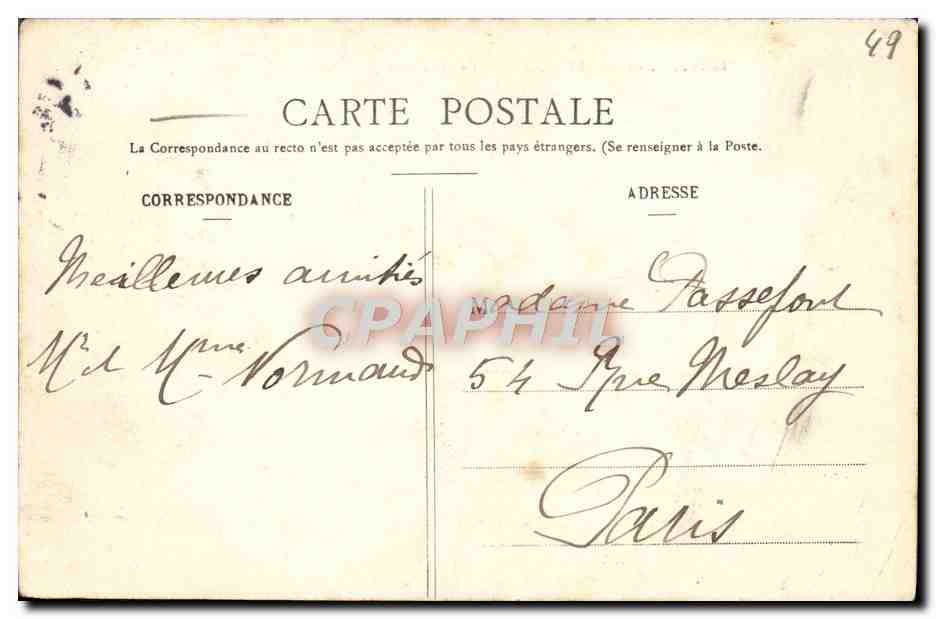 CPA Beaufort en Vallee Hotel de Ville — Rückseite