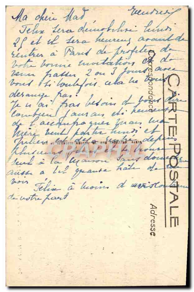 CPA Saumur Vue Generale — Rückseite