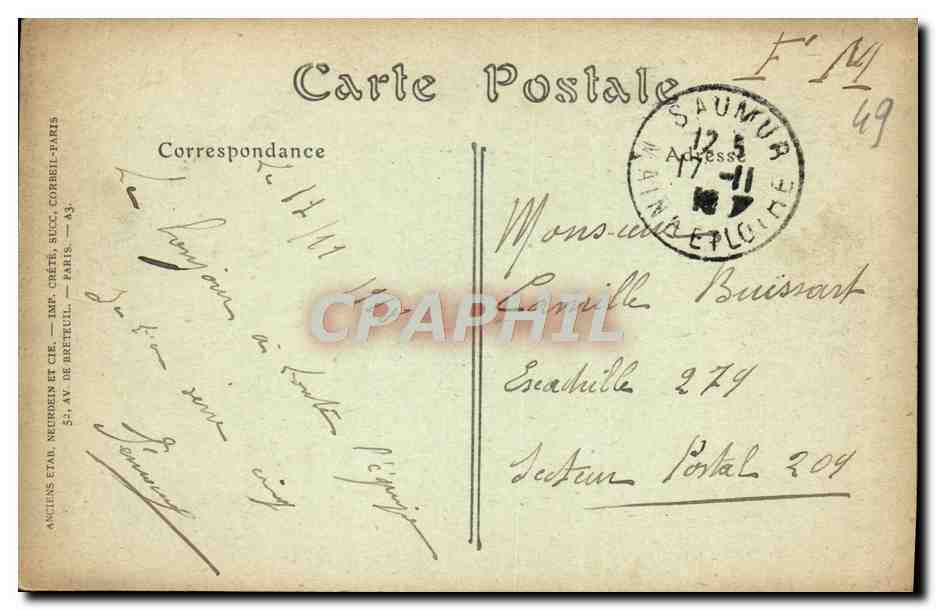 CPA Saumur Les rues d'Orleans et de Balzac  — Rückseite