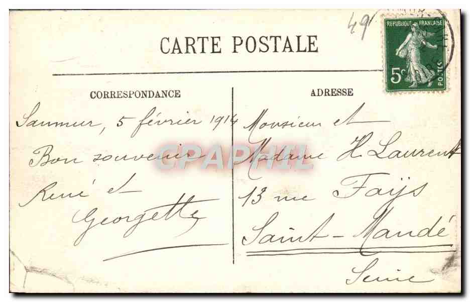 CPA Saumur Ecole d'Application de Cavalerie Militaria — Rückseite