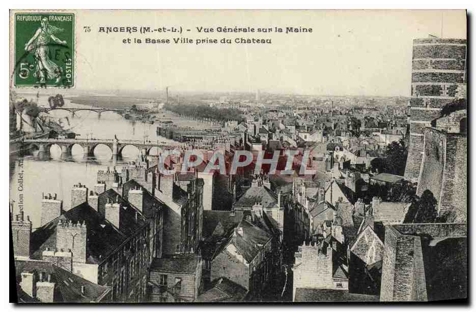 CPA Angers Vue Generale Sur la Maine et la Basse Ville Prise du Chateau