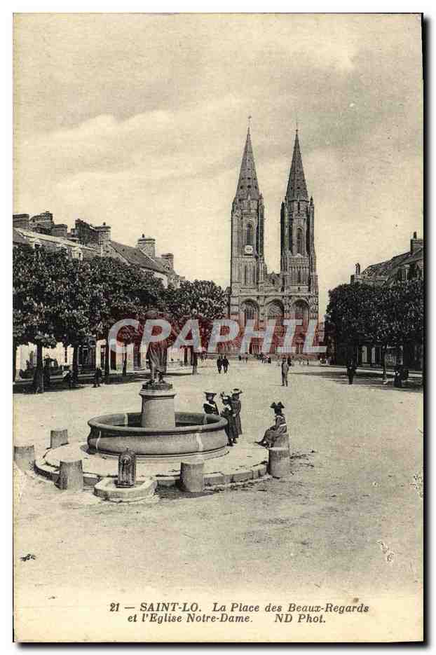 SAINT-LO. La Place des Beau-Regards et l'Église Notre-Dame — ND Phot.