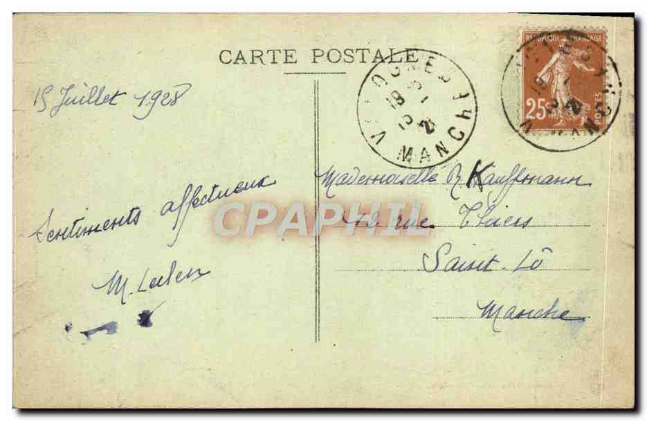 CPA Cherbourg Place de la Republique et la rade  — Rückseite