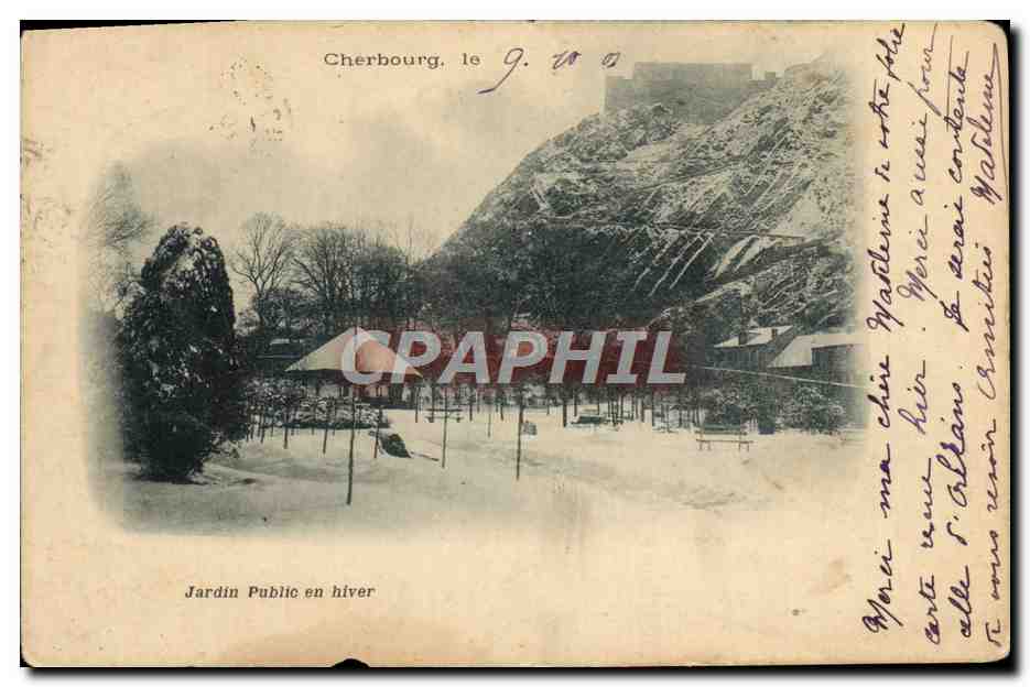 CPA Cherbourg Jardin public en hiver