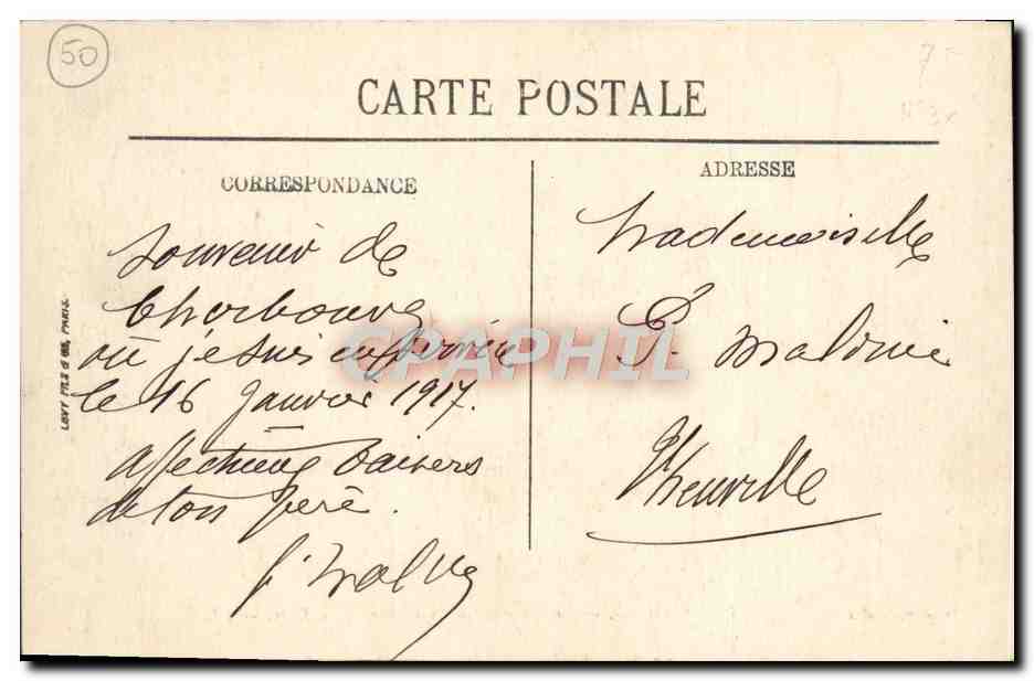 CPA Cherbourg Vue Generale de la Ville et de la Rade Bateaux — Rückseite