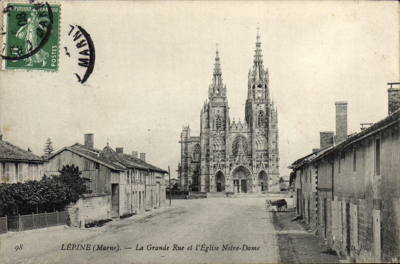 LÉPINE (Marne) — La Grande Rue et l'Église Notre-Dame — ND. Phot. n°98