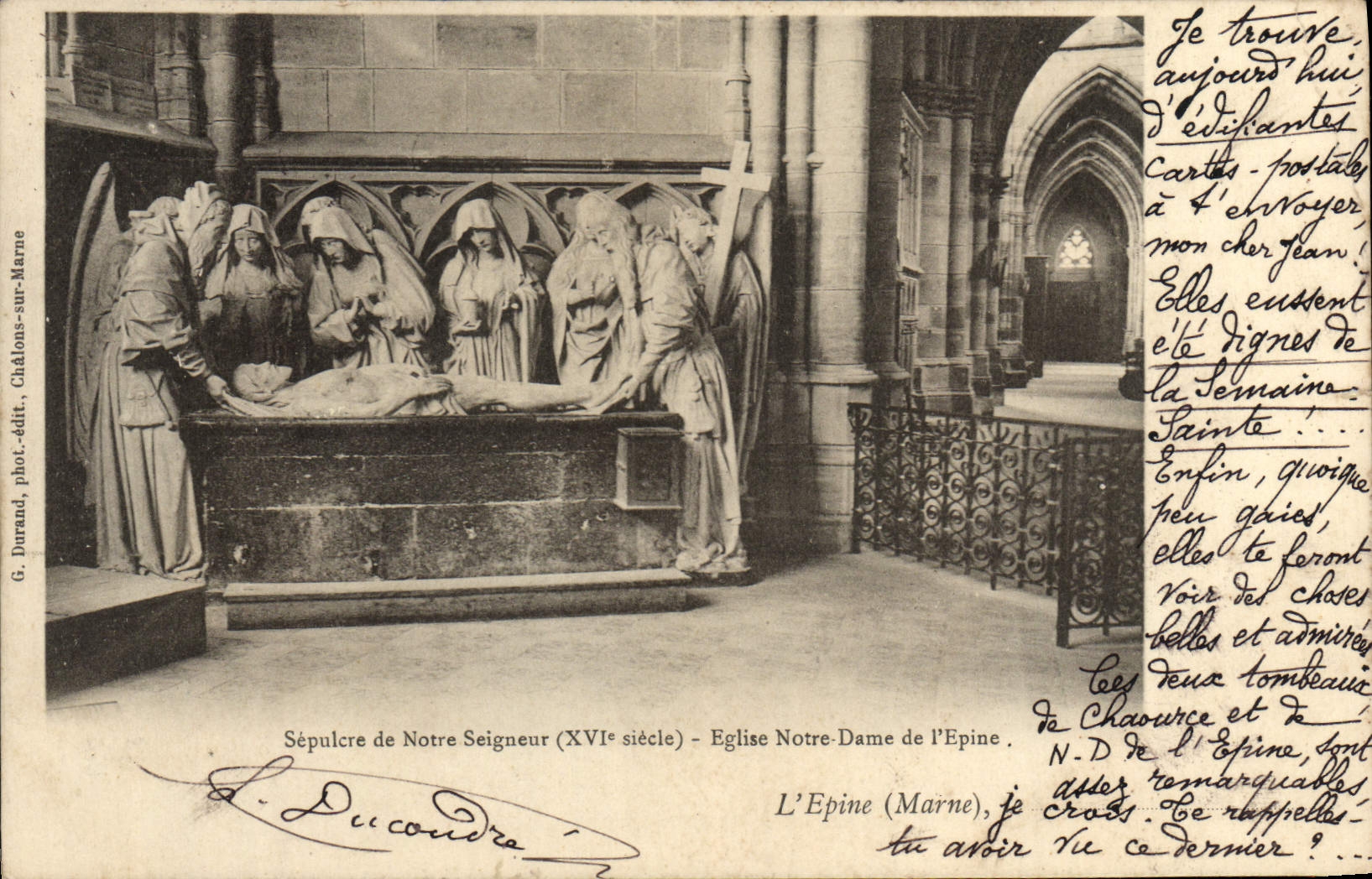 Sépulcre de Notre Seigneur (XVIe siècle) — Église Notre-Dame de l'Épine — G. Durand, phot. édit. Châlons-sur-Marne