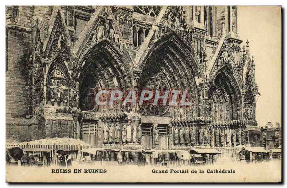 CPA Reims En Ruines Grand Portail de la Cathedrale
