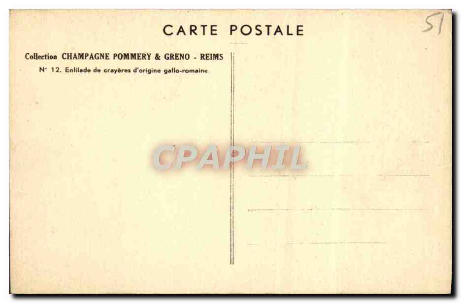 CPA Champagne Pommery & Greno Enfilade de crayeres d'origine gallo romaine — Rückseite