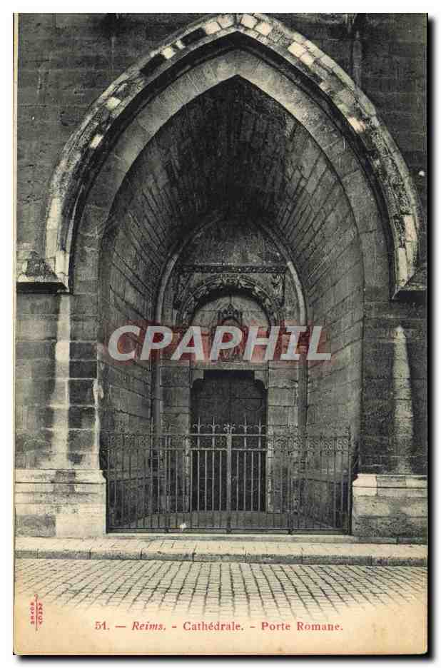 CPA Reims La Cathedrale Porte Romane