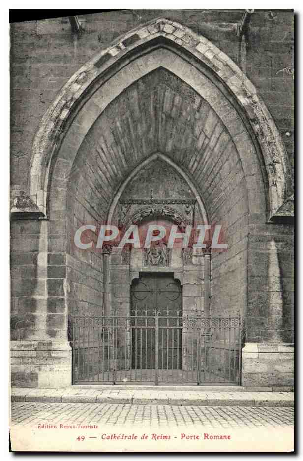 CPA Reims La Cathedrale Porte Romane