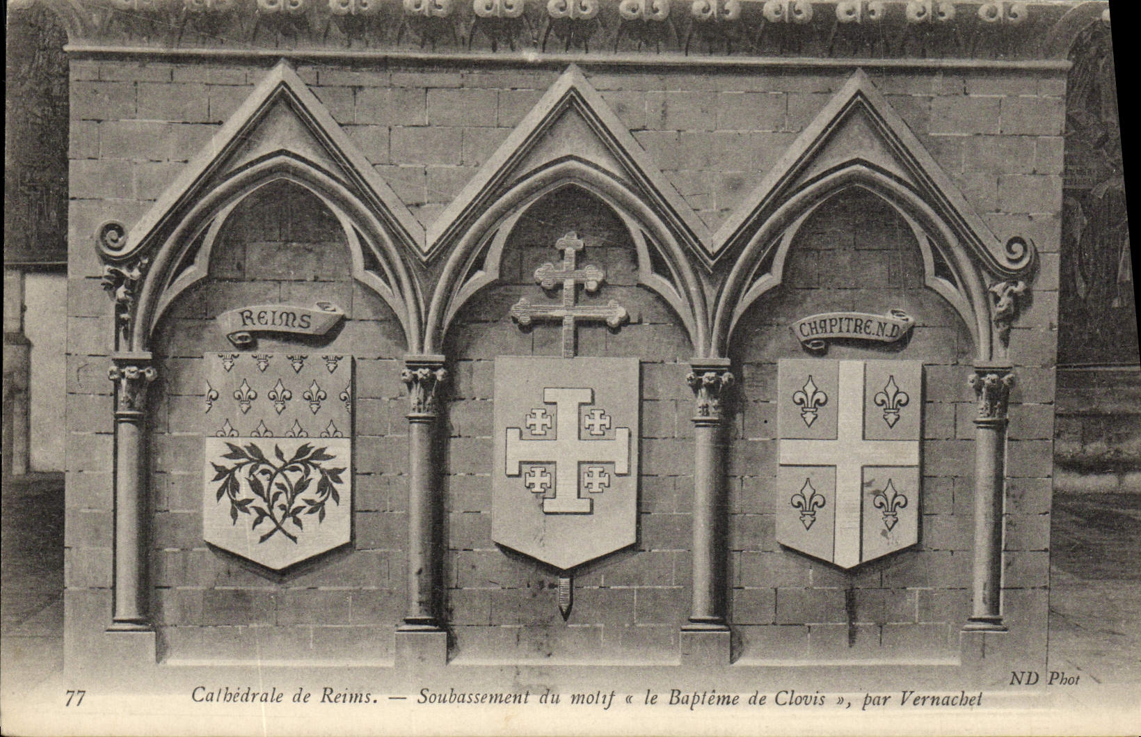 Kathedrale von Reims — Grundierung des Motivs « Die Taufe Clovis », von Vernachel
