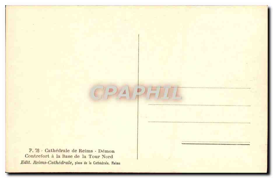 CPA Reims Cathedrale de Contrefort a la Base de la Tour Nord Diable — Verso