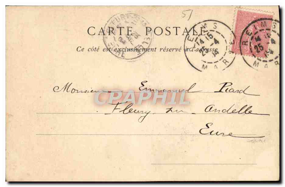 CPA Reims Cathedrale Le Grand Portail — Verso