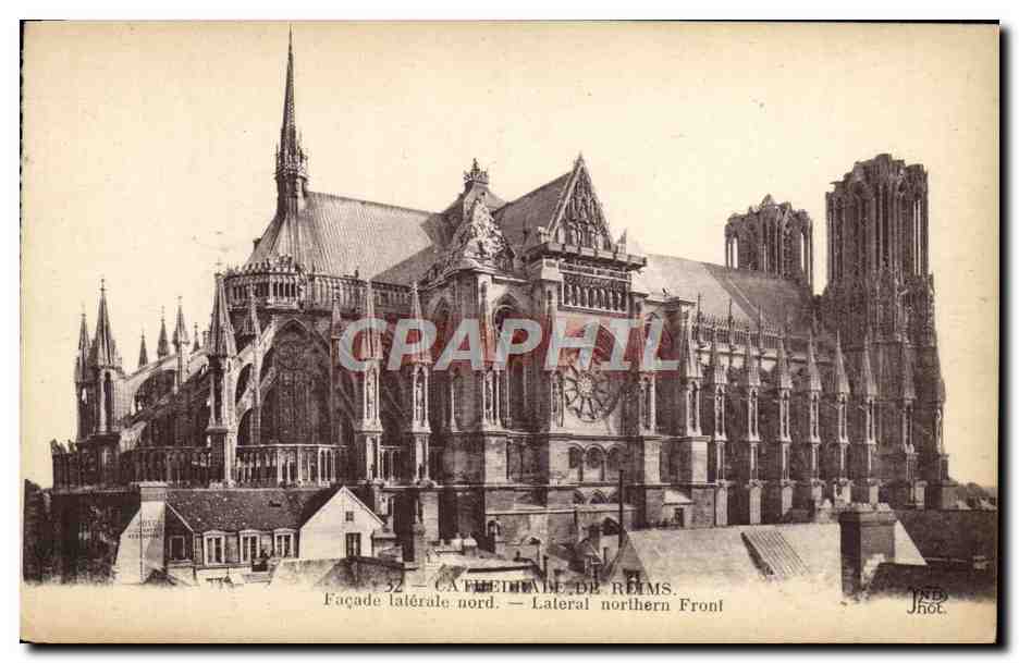 CPA Reims Facade laterale Nord Cathedrale