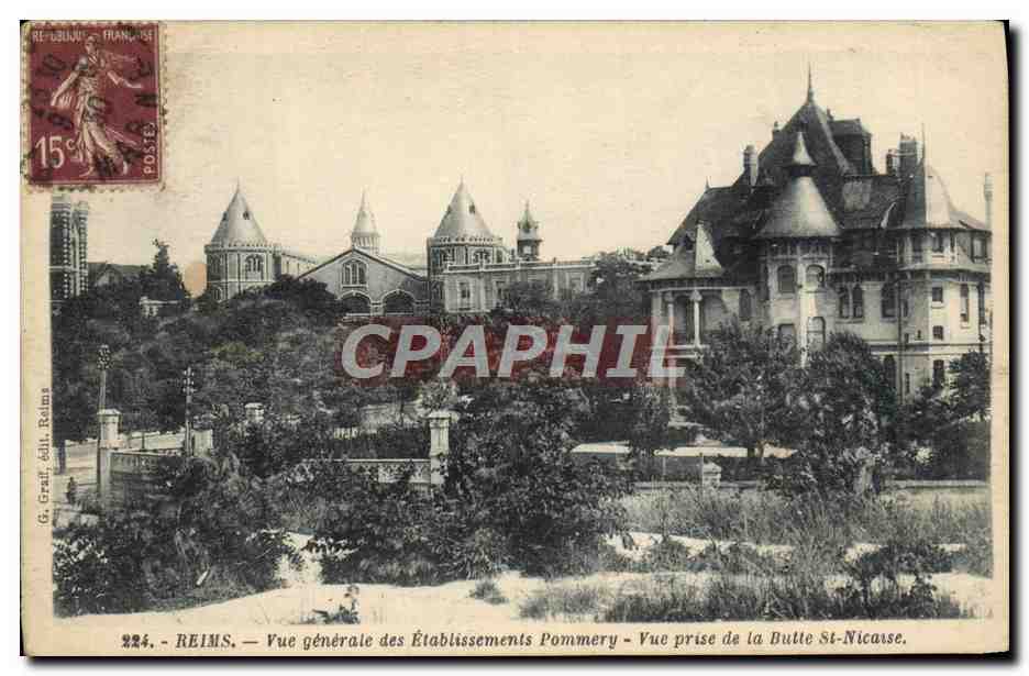 CPA Reims Vue Generale des Etablissements Pommery Vue prise de la butte St Nicaise