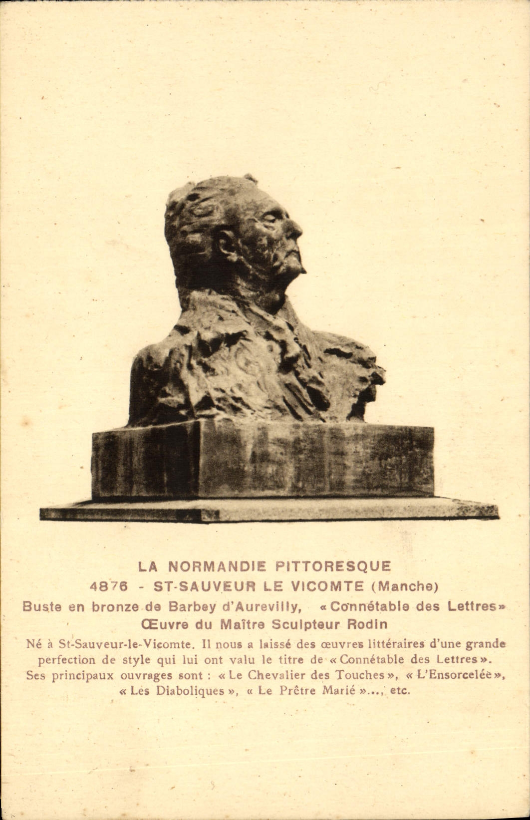 Buste de St-Sauveur-le-Vicomte — œuvre de Barbey d'Aurevilly — éditeur CPAPHIL