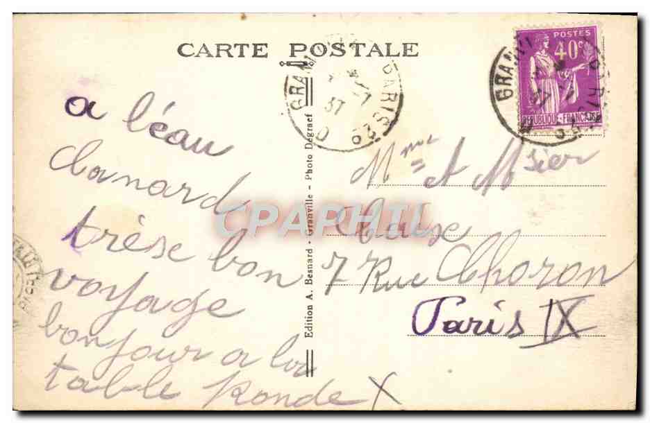 Granville — Vue de Mer — Edition A. Bernard, n° 142 — Reverso