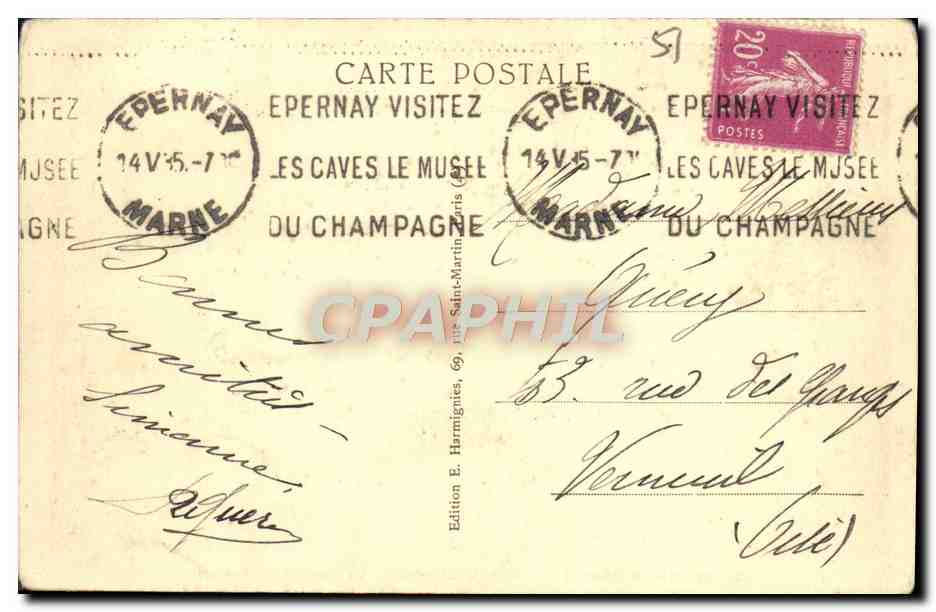 CPA Epernay Rue de Chalons La Banque de France — Rückseite