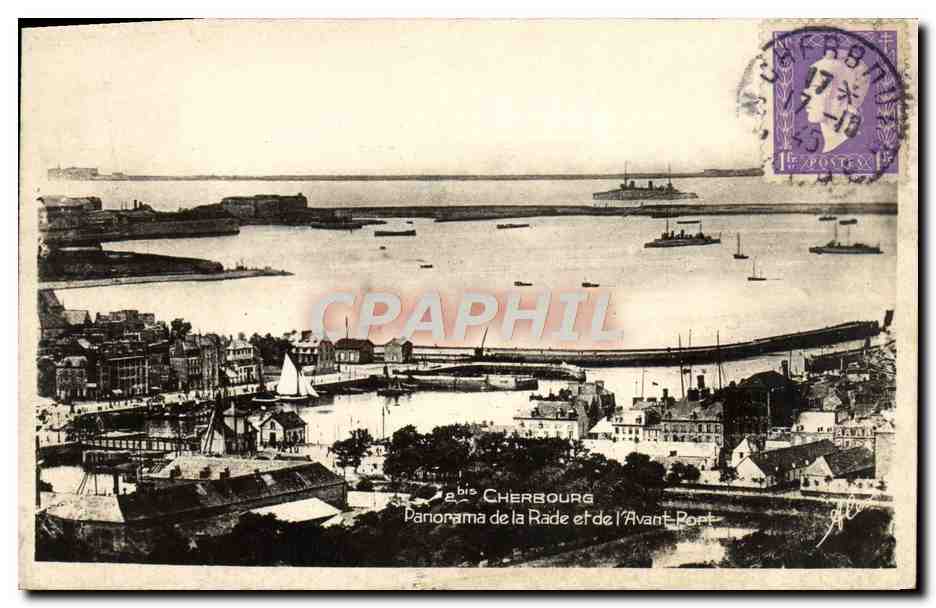 CPA Cherbourg Panorama De La Rade Et De l'avant Port