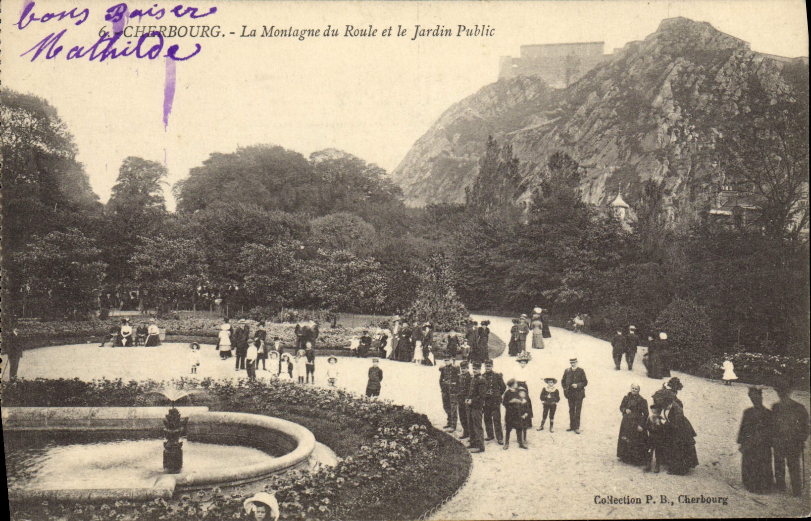 CPA Cherbourg La Montagne Du Roule Et Le Jardin Public