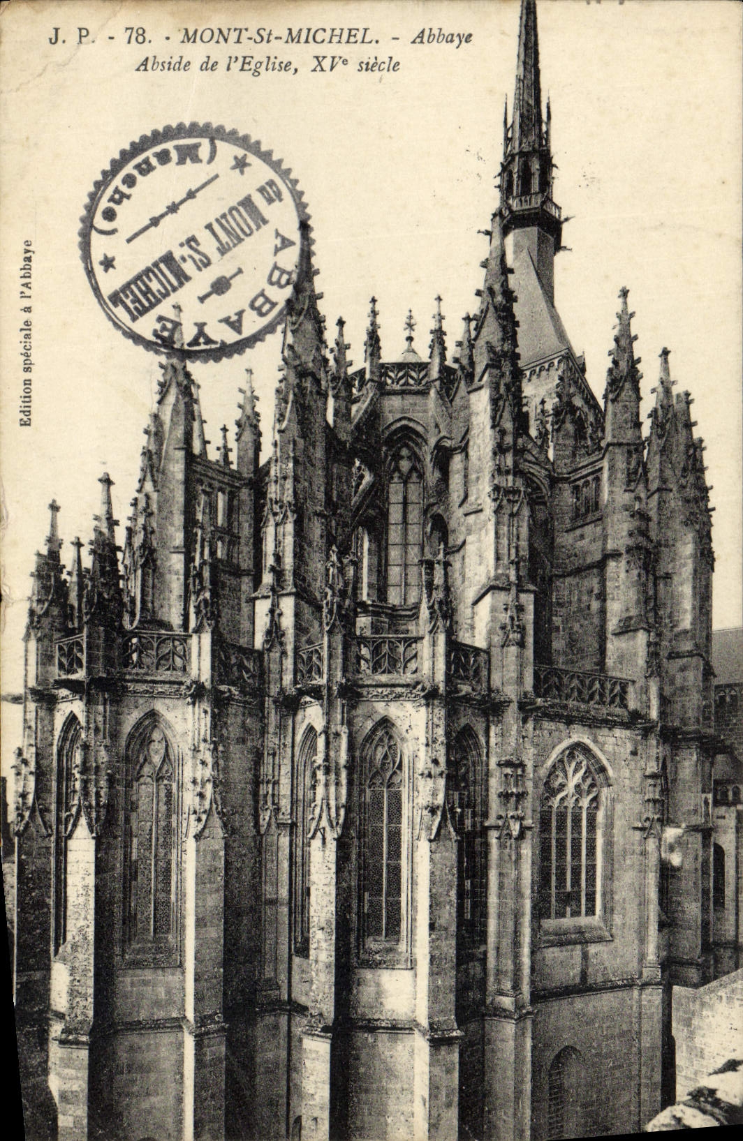 Cartolina d'epoca Abbazia di Mont Saint Michel, abside della chiesa