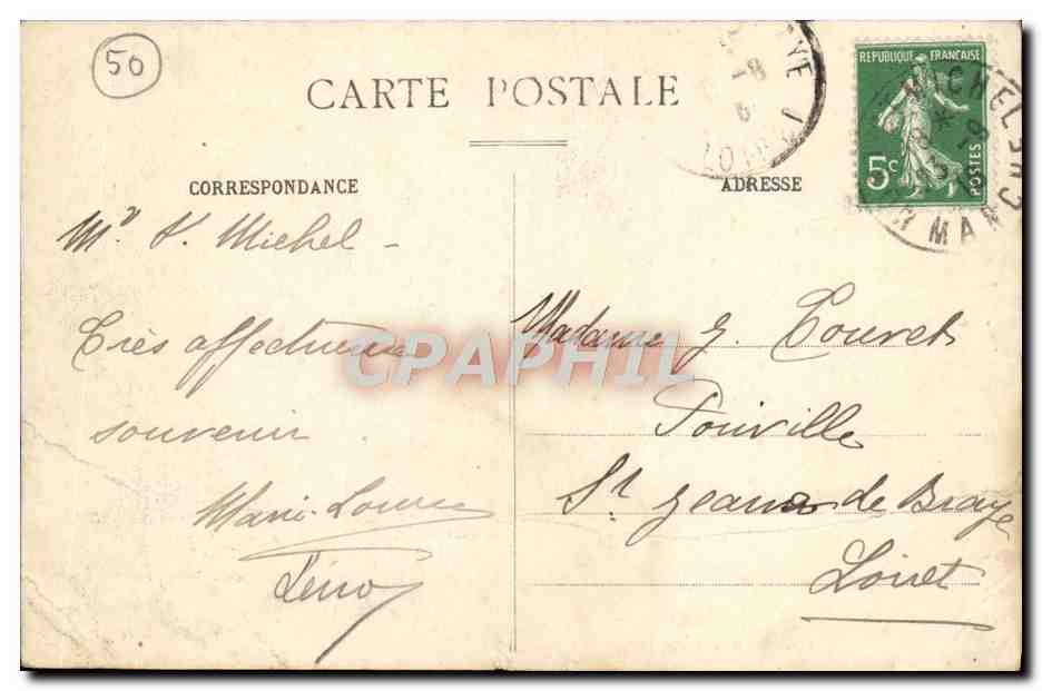 Cartolina d'epoca Abbazia di Mont Saint Michel, abside della chiesa — Verso