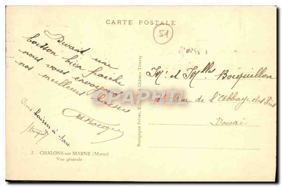 Châlons-sur-Marne — Vue générale — Bourgogne Frères, Château Thierry, n°51 — Verso