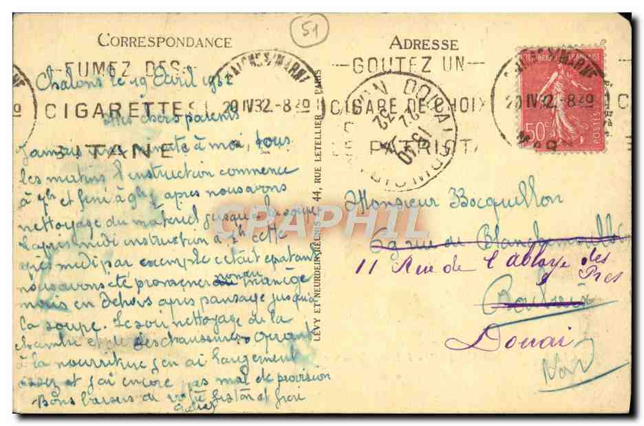 Chalons-sur-Marne - L'Hôtel de la Préfecture — éditeur : Fils & Cie, n° 17 — Verso