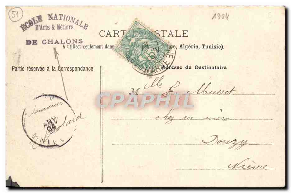 Châlons-sur-Marne — La Passerelle — École Nationale d'Arts & Métiers — Verso