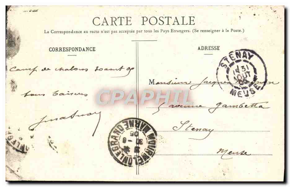 Dirigeable « Le Lebaudy » au Camp de Châlons — après l'ouragan du 6 juillet 1905 — Librairie Militaire Guérin, Mourmelon — Reverso