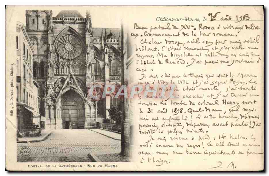 CPA Chalons Sur Marne Le Portail De la Cathedrale Rue De Marne