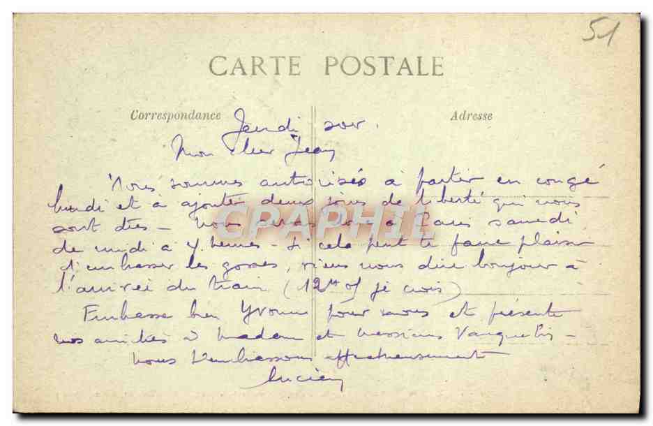Chalons-sur-Marne — Caisse d'Epargne vue sur le Jardin — Thuillier, éditeur, Epernay — Verso