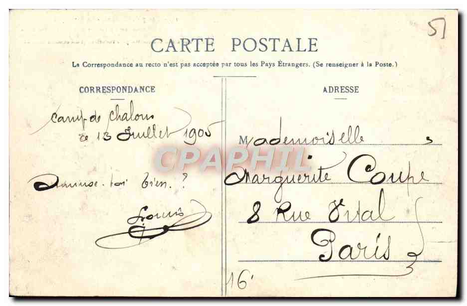 Camp de Châlons - La Pyramide — Librairie Militaire Guérin, Montrmélon, n°16 — Verso