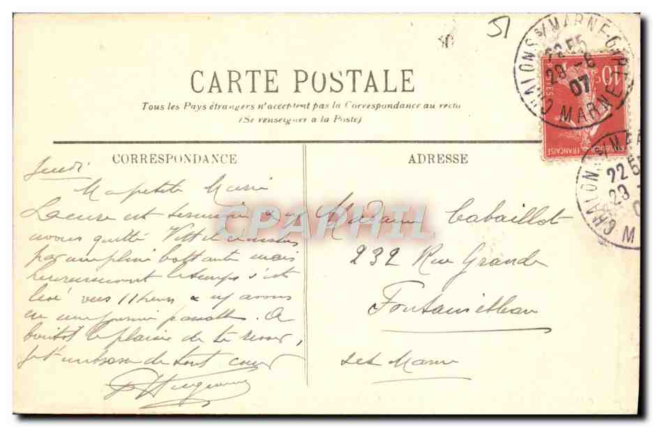 Chalons-sur-Marne — Place de la République avec monument — éditeur anonyme, n°42 — Verso