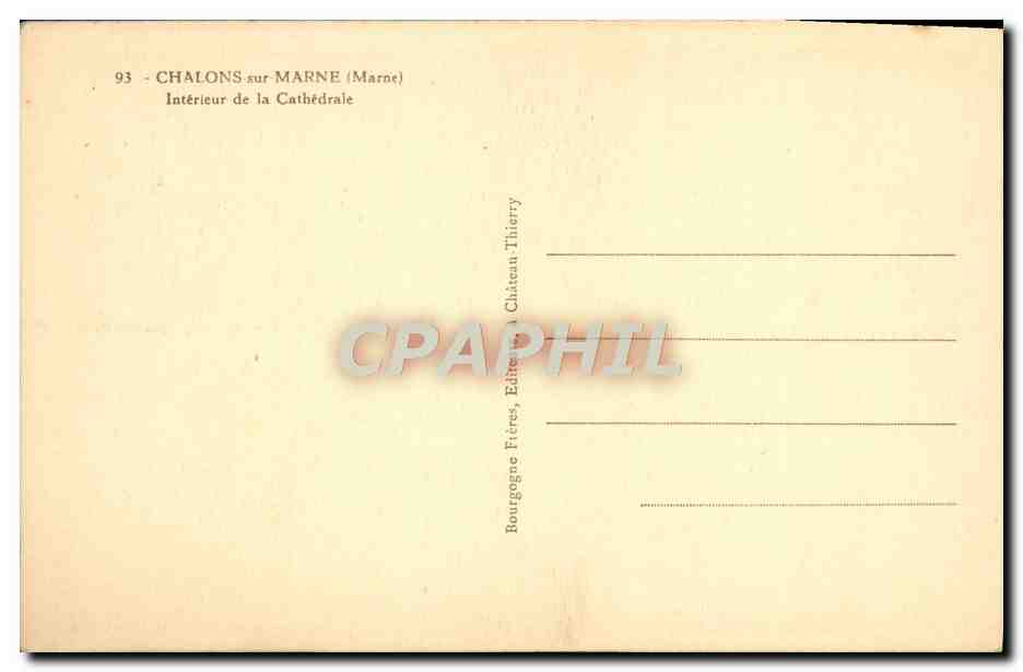 CPA Chalons Sur Marne Interieur De La Cathedrale — Verso
