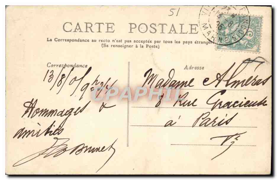 CPA Vitry Le Francois La Cathedrale Eglise Notre Dame — Verso