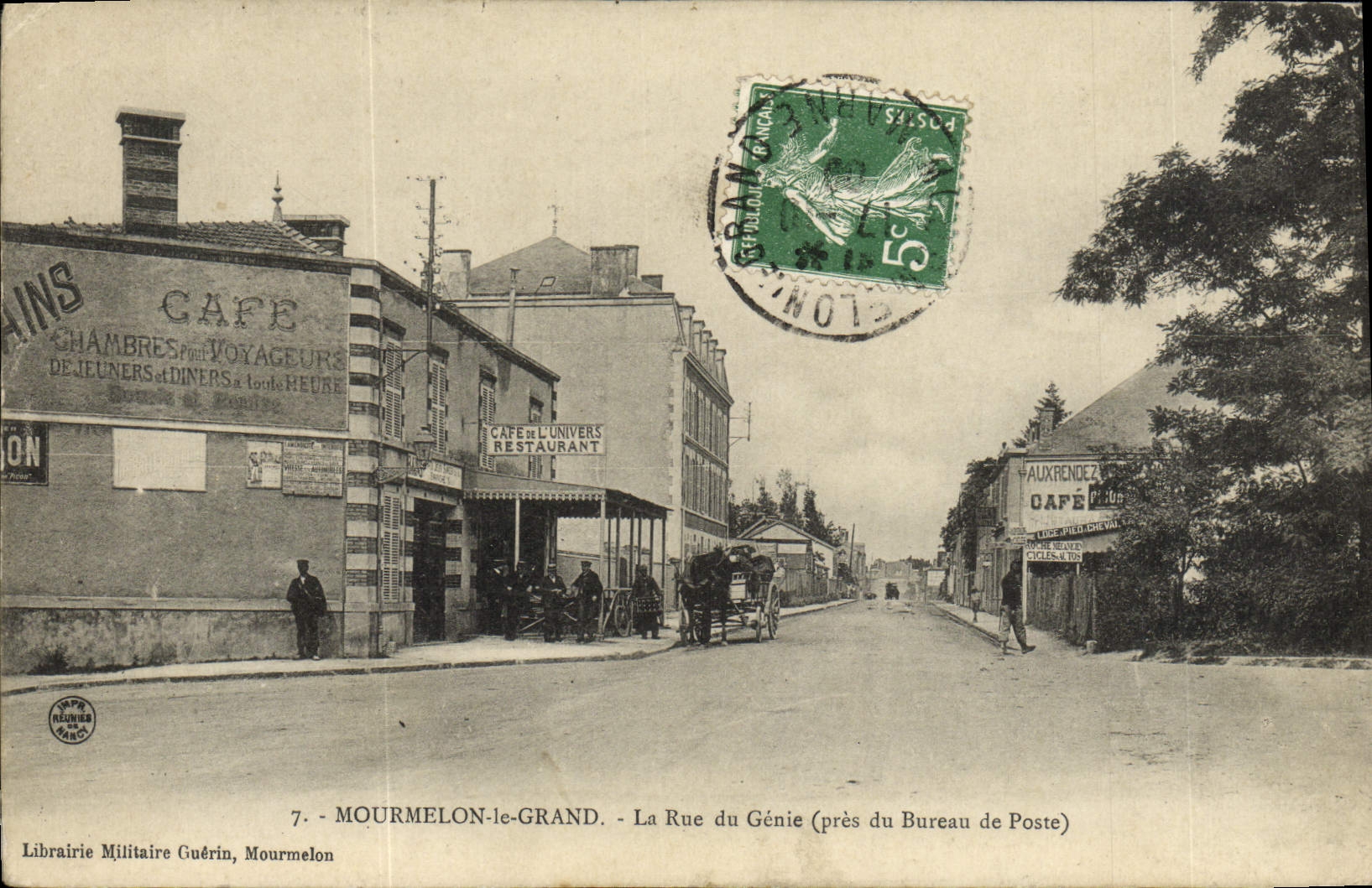 CPA Mourmelon Le Grand La Rue Du Genie pres du bureau de Poste Cafe de l'univers 
