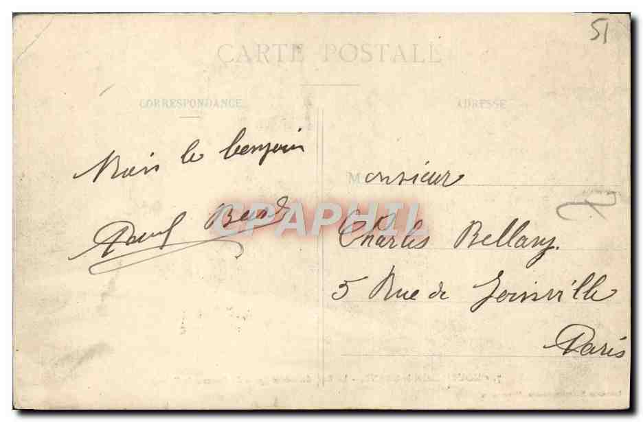 CPA Mourmelon Le Grand La Rue Du Genie pres du bureau de Poste Cafe de l'univers  — Verso