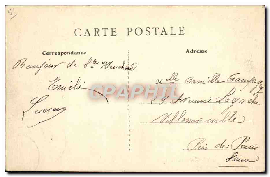 Sainte-Menehould — L'Hôtel de Ville — Édition Artistique E. R. T. à Pomponne-Lagny (S.-et-M.) — Verso