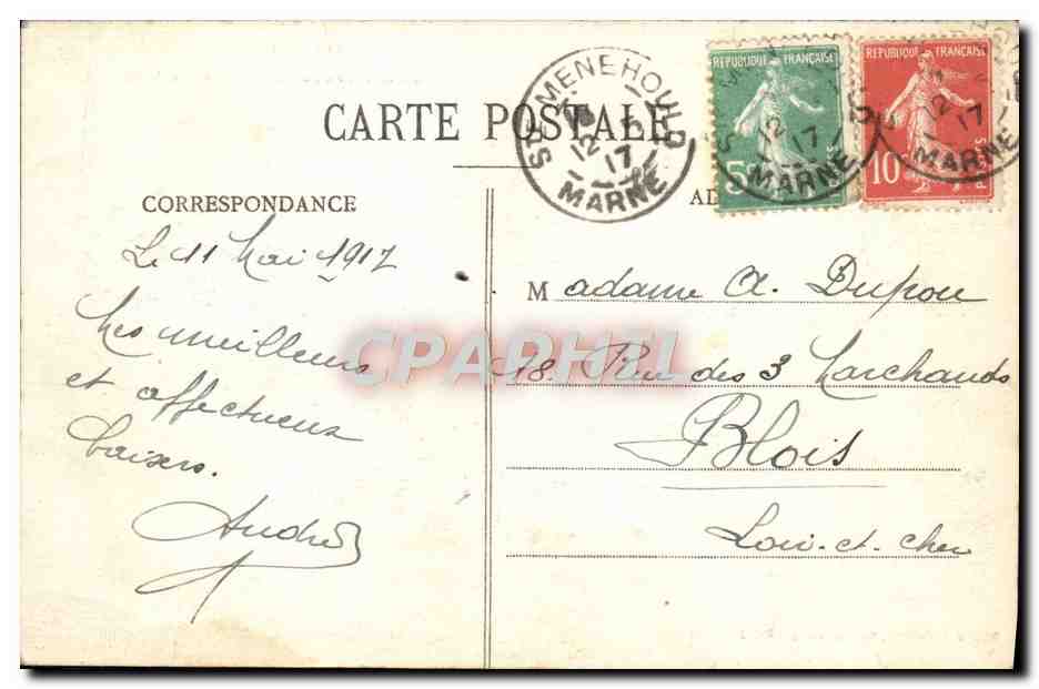 Sainte-Ménéhould - L'Hôtel de Ville — Éditeur S. Molason, n° 319 — Verso