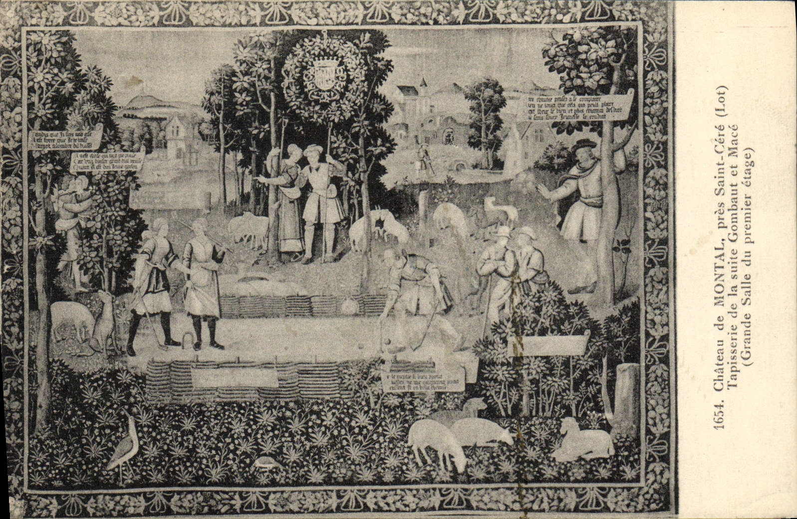 Château de Montal — Tapisserie de la suite Gombaut, premier étage — Éditeur : Ed. de la Librairie C. P. A. (n° 1654)