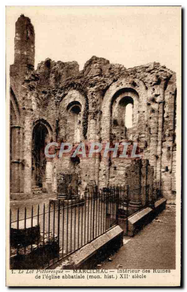 Marcilhac — Intérieur des ruines de l'église abbatiale (mon. hist.) XIIe siècle