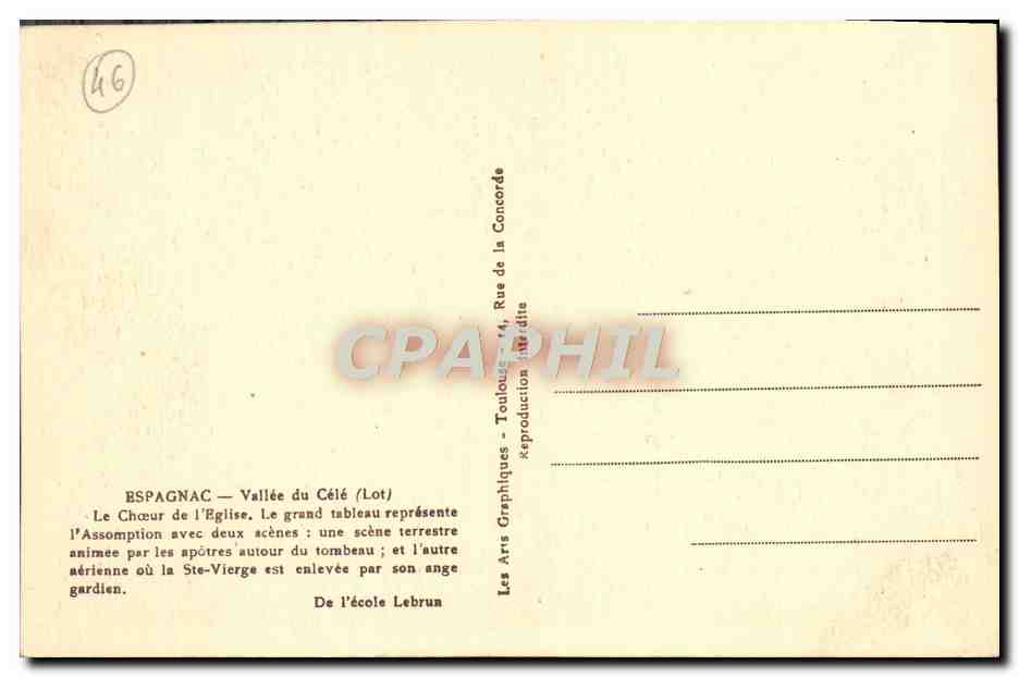 CPA Espagnac Vallee Du Cele Le Choeur De l'Eglise — Rückseite
