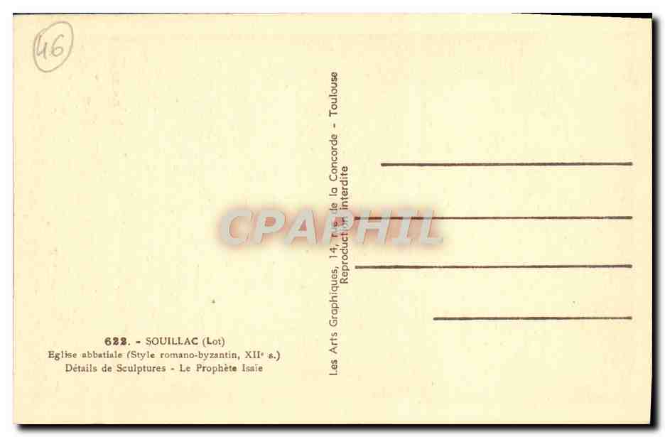CPA Souillac Eglise Abbatiale Le prophete Isaie — Rückseite