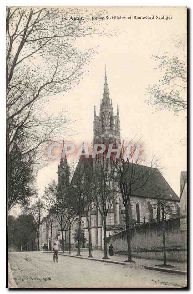CPA Agen Eglise St Hilaire Et boulevard Scaliger