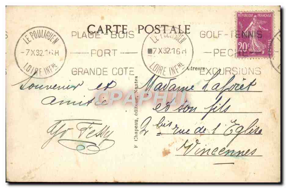 CPA La Baule Sur Mer L'Hotel Royal — Rückseite