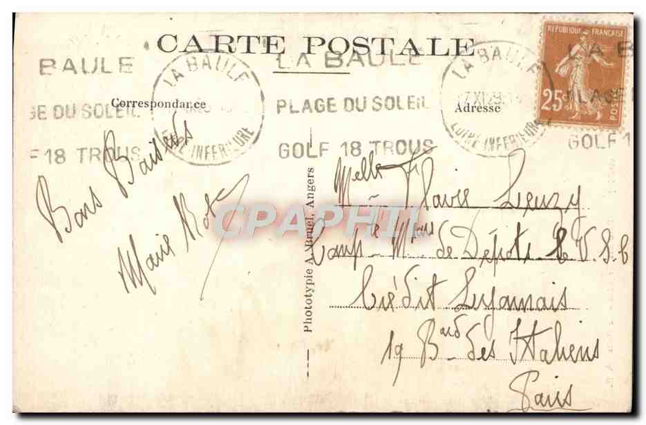 CPA La Baule Les Pins Parc Des Dryades Le Puits — Verso