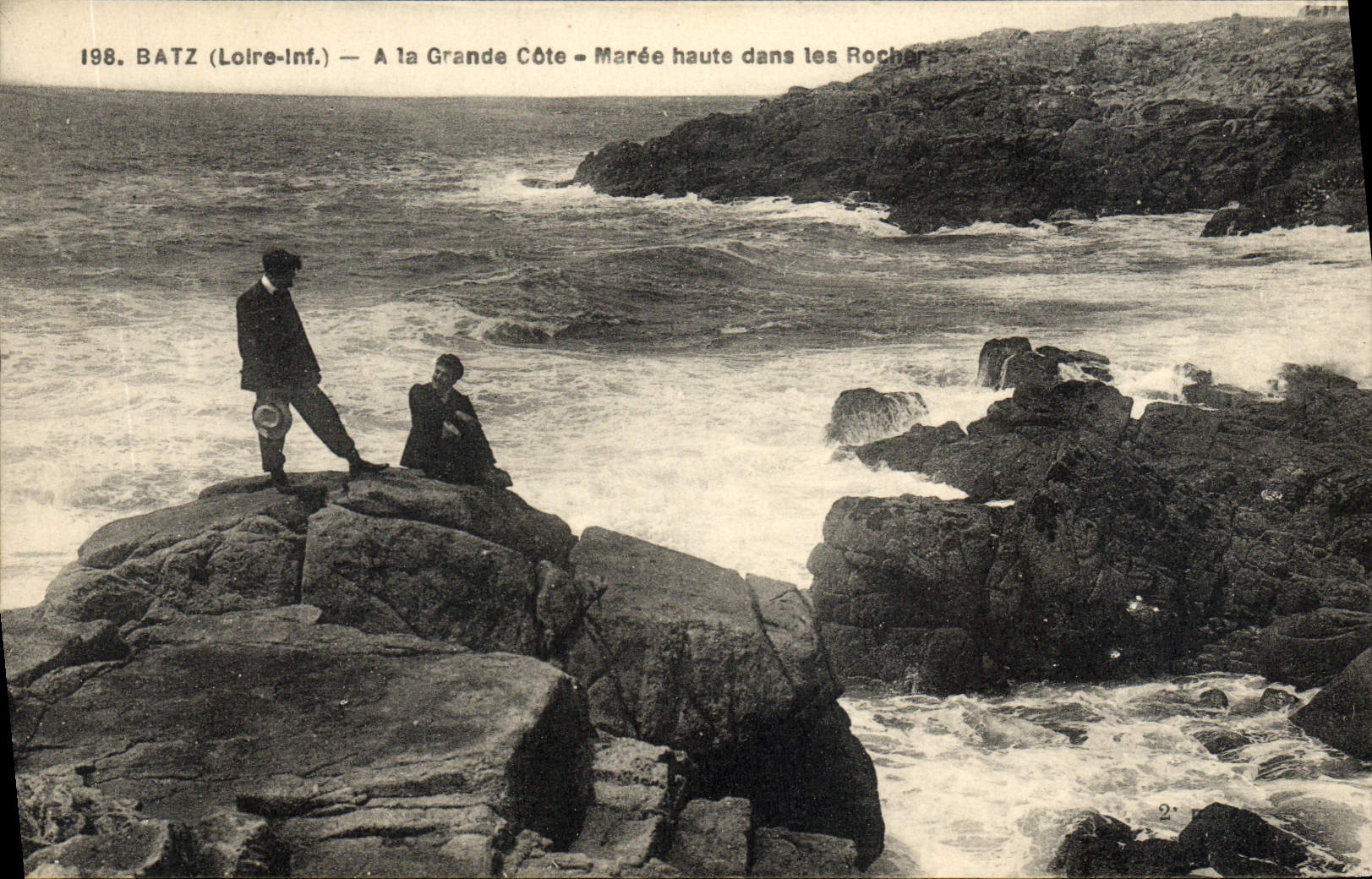 CPA Batz A La Grande Cote Maree Haute Dans Les Rochers